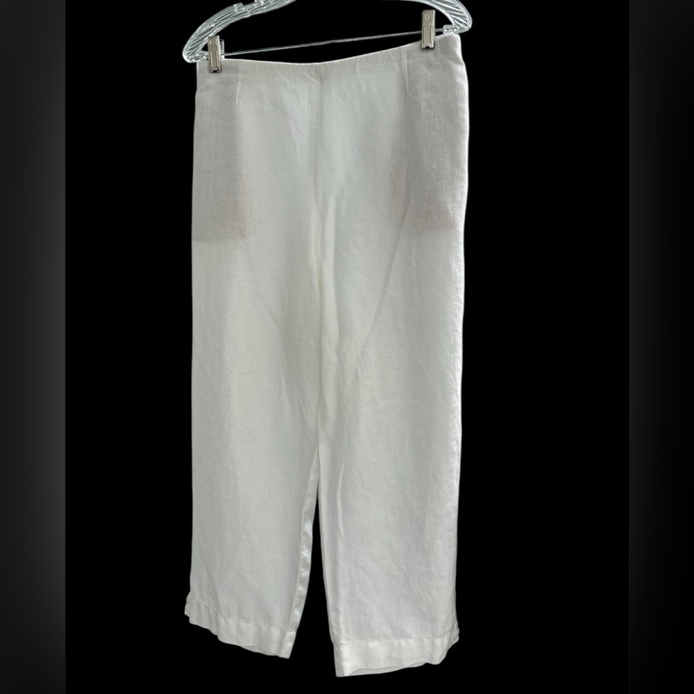 J Jill White Linen Cropped Pants Size L